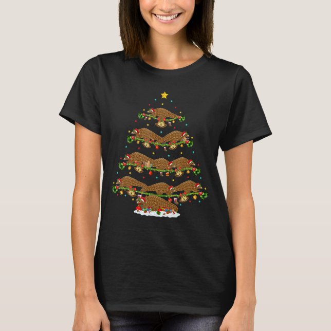 Pangolin   Lights Xmas Santa Pangolin Christmas Tr T-Shirt (Front)
