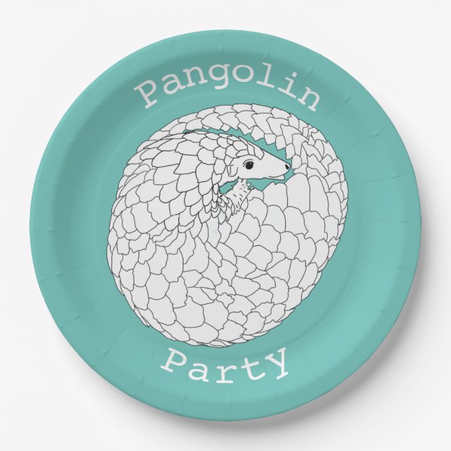 Pangolin Party Endangered Animal Activism Green Paper Plate (Front)