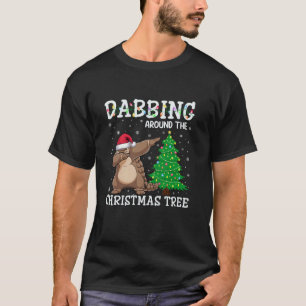 Pangolin Santa Hat Dabbing Around the Christmas Tr T-Shirt