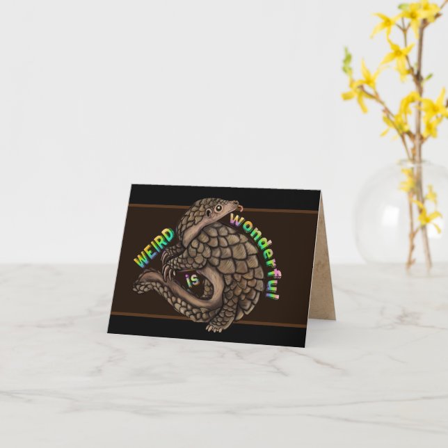 Pangolin Weird is Wonderful Card (Yellow Flower)