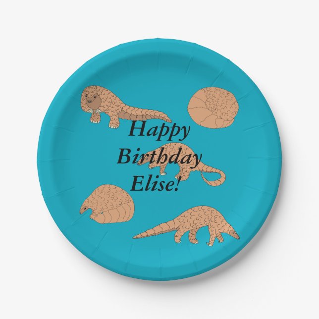 Pangolins Birthday Paper Plate (Front)