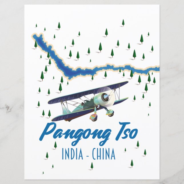 Pangong Tso India China map poster. (Front)