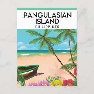 Pangulasian island beach travel poster. postcard