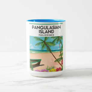 Pangulasian island beach travel poster. Two-Tone coffee mug