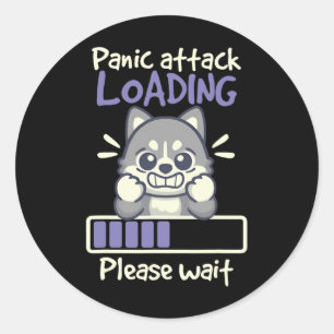 Panic Attack Loading Please Wait Funny Husky Dog Classic Round Sticker