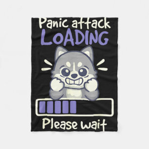 Panic attack loading please wait funny husky dog fleece blanket