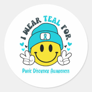 Panic Disorder Awareness Ribbon Support Gifts Classic Round Sticker