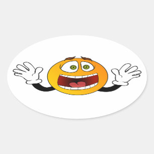 Panic Emoji Oval Sticker