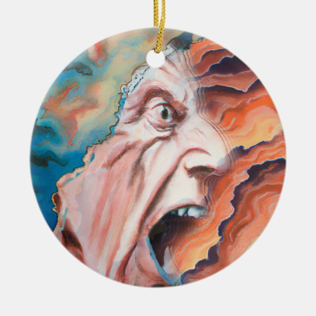 Panic Waves Oil Painting Ceramic Ornament (Front)