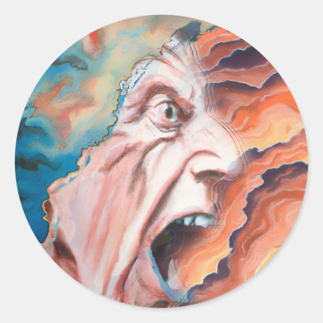 Panic Waves Oil Painting Classic Round Sticker (Front)