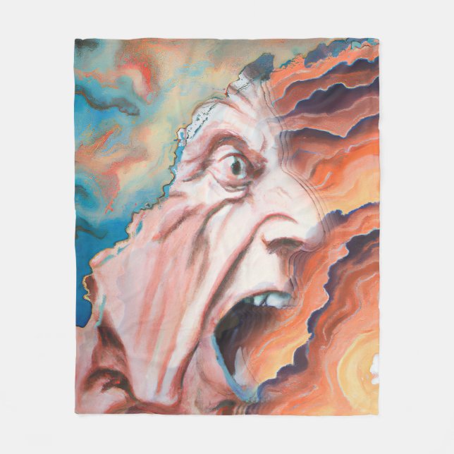 Panic Waves Oil Painting Fleece Blanket (Front)