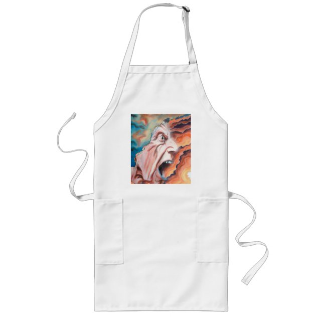 Panic Waves Oil Painting Long Apron (Front)