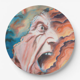 Panic Waves Oil Painting Paper Plate