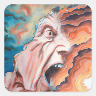 Panic Waves Oil Painting Square Sticker