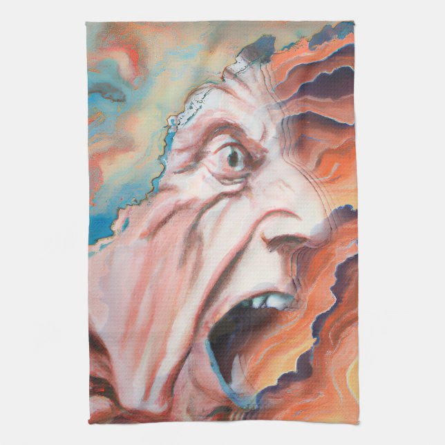 Panic Waves Oil Painting Tea Towel (Vertical)