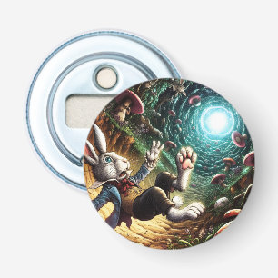 Panicked Bunny Falling Down The Rabbit Hole Bottle Opener