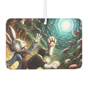 Panicked Bunny Falling Down The Rabbit Hole Car Air Freshener