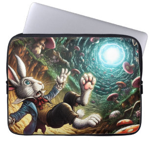 Panicked Bunny Falling Down The Rabbit Hole Laptop Sleeve