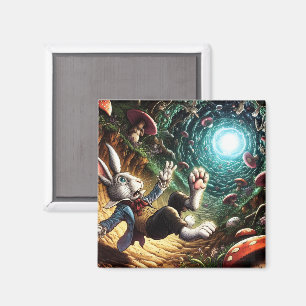 Panicked Bunny Falling Down The Rabbit Hole Magnet