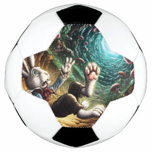 Panicked Bunny Falling Down The Rabbit Hole Soccer Ball