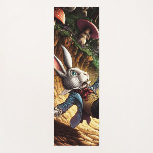 Panicked Bunny Falling Down The Rabbit Hole Yoga Mat