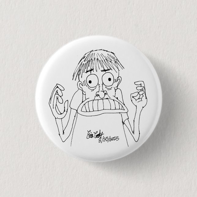panicky cartoon character 3 cm round badge (Front)
