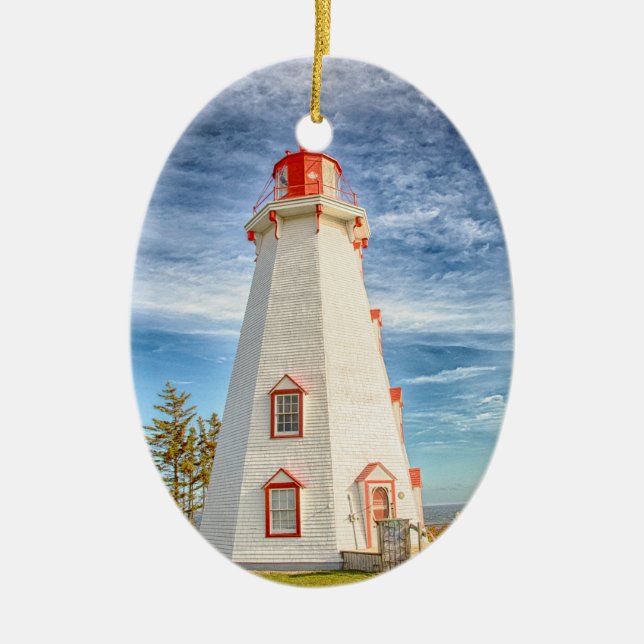Panmure Island Lighthouse Ceramic Ornament (Front)