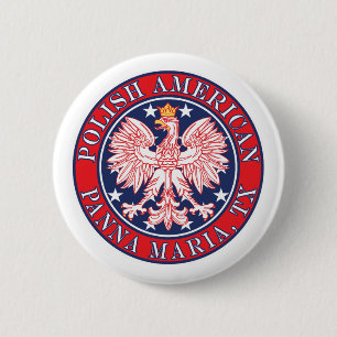 Panna Maria Texas Polish American Eagle 6 Cm Round Badge