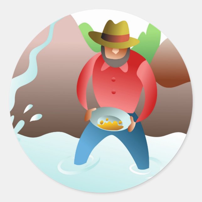 Panning For Gold Classic Round Sticker (Front)