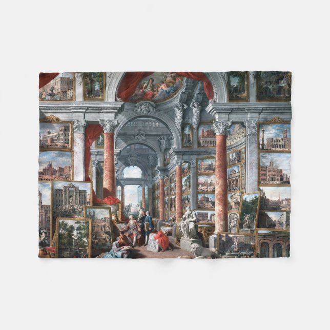 Pannini - Gallery of Views of Modern Rome Fleece Blanket (Front (Horizontal))