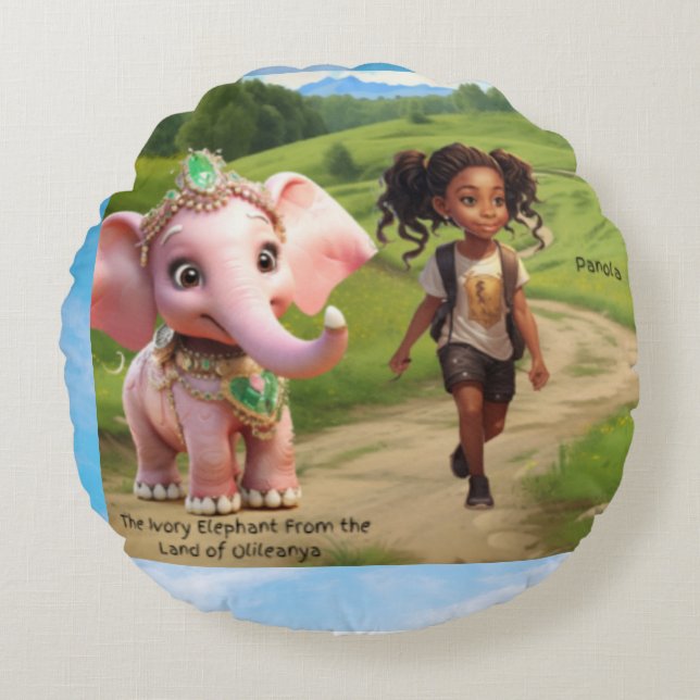 Panola & Ivory Elephant Friendship Pillow – Olilea (Front)