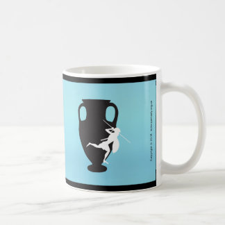 Panoply black logo on a blue mug