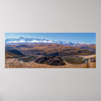 Panorama Altai Mountains and Chuya River. Altai. Poster