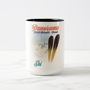 Panorama British Columbia Canada ski poster Two-Tone Coffee Mug