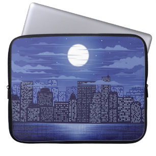 Panorama city of light illustration abstract,archi laptop sleeve
