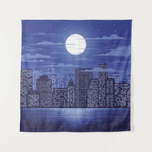 Panorama city of light illustration abstract,archi tapestry
