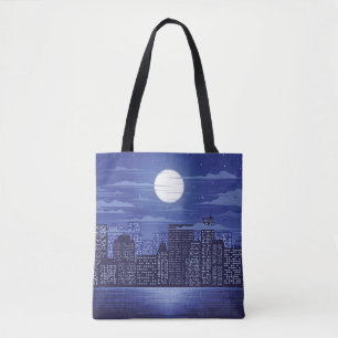 Panorama city of light illustration abstract,archi tote bag