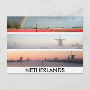 Panorama collage postcard with windmills, Holland