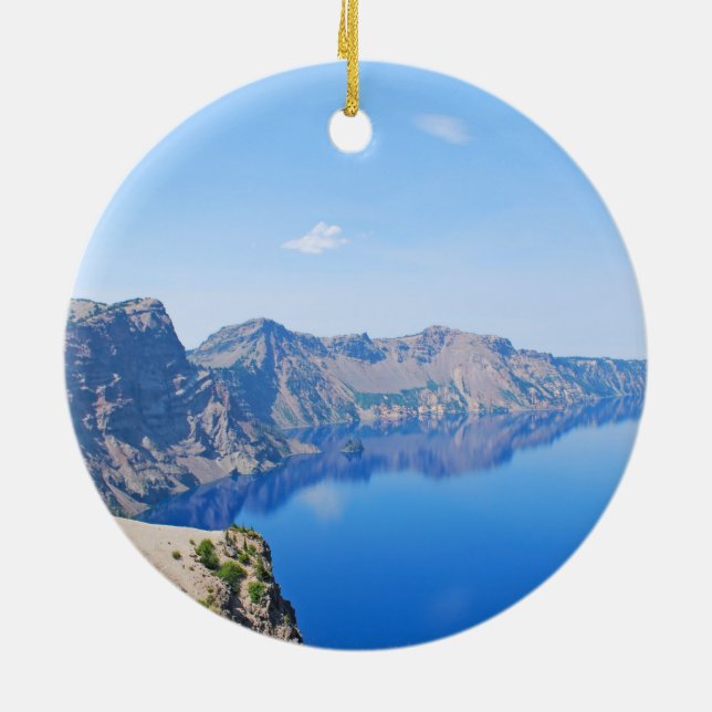 Panorama Crater Lake Ceramic Tree Decoration (Back)