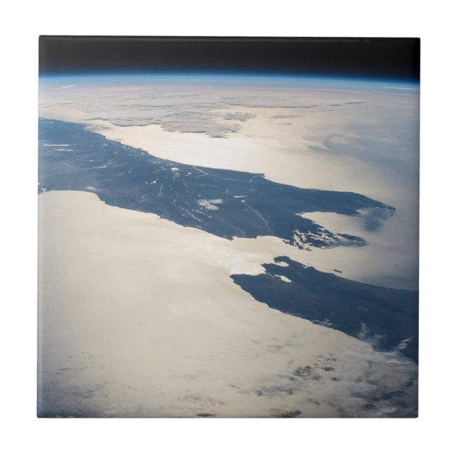 Panorama From Space Highlighting Cook Strait Ceramic Tile (Front)