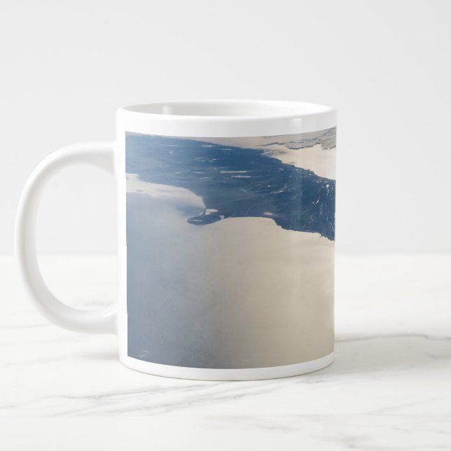 Panorama From Space Highlighting Cook Strait Large Coffee Mug (Left)