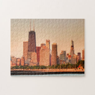 Panorama of Chicago skyline at sunrise Jigsaw Puzzle