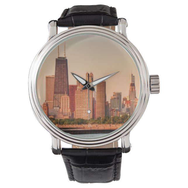 Panorama of Chicago skyline at sunrise Watch (Front)