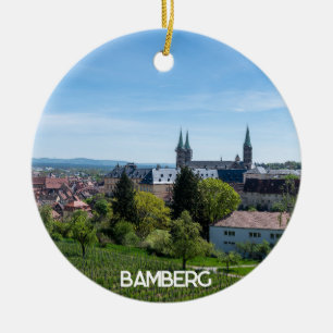 Panorama of historic old town of Bamberg, Germany Ceramic Ornament