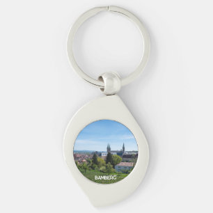 Panorama of historic old town of Bamberg, Germany Key Ring