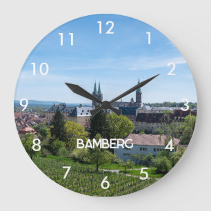 Panorama of historic old town of Bamberg, Germany Large Clock