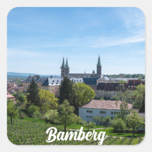 Panorama of historic old town of Bamberg, Germany Square Sticker