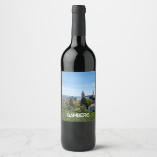 Panorama of historic old town of Bamberg, Germany Wine Label