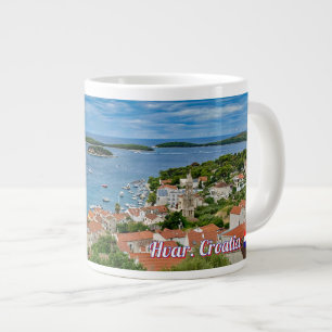 Panorama of Hvar in Croatia travel Large Coffee Mug