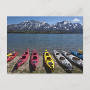 Panorama of kayaks on Bernard Lake in Alaska Postcard